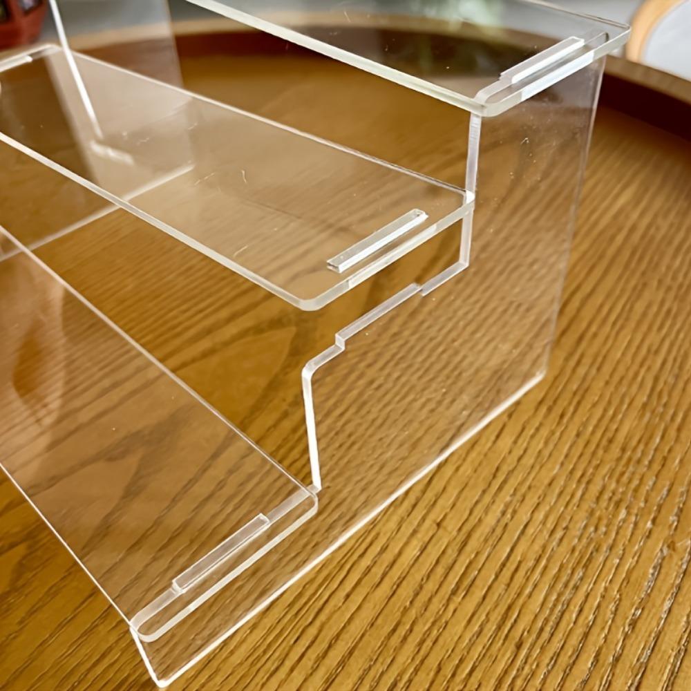 3-Tier Clear Acrylic Display Stand for Collectibles, 27 Inch Height with 3 Compartments, Sturdy Multi-Functional Modern Design, Acrylic Display Risers