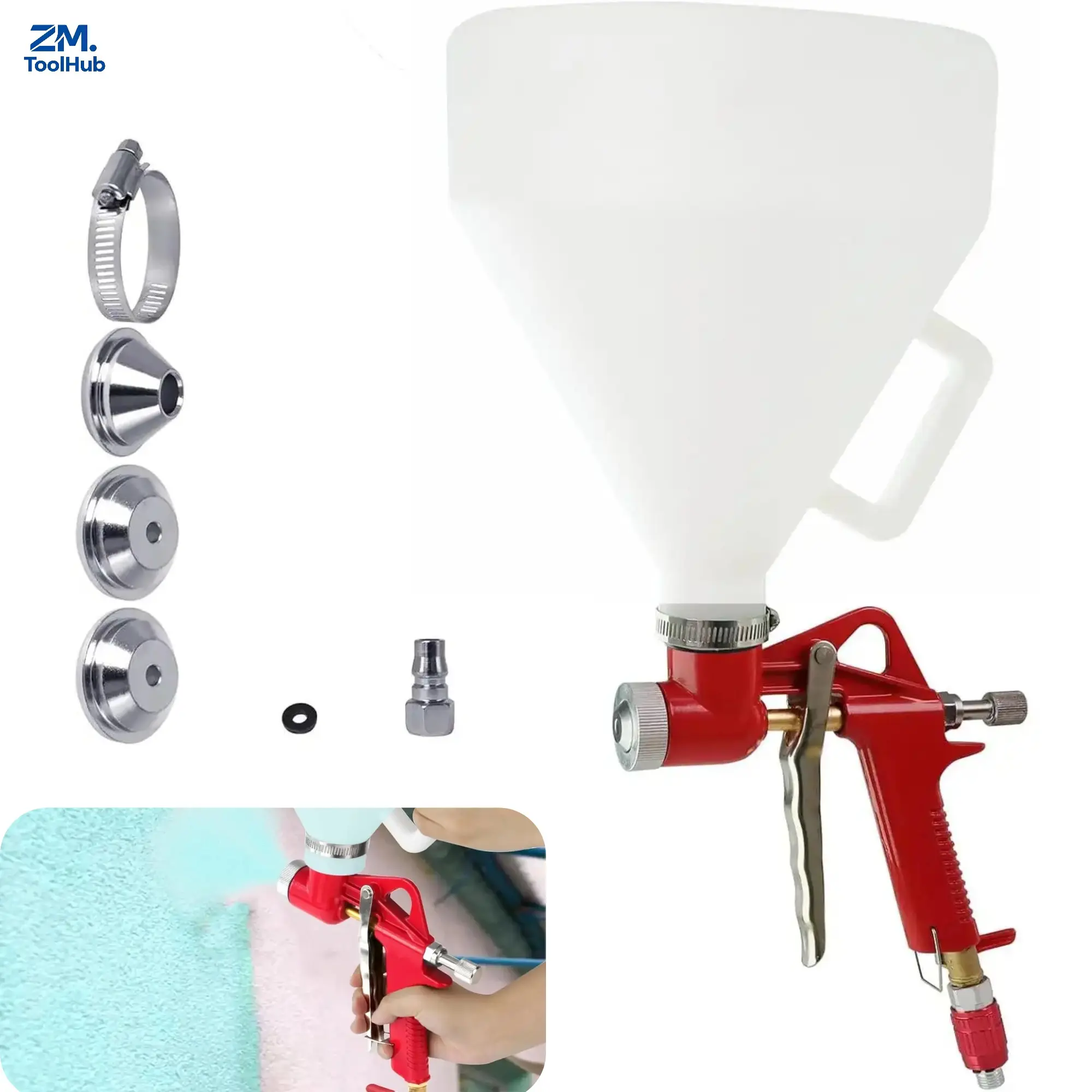 1.5 Gallon Drywall Texture Sprayer Gun for Wall & Ceiling Texture, Hopper Spray Gun with 4mm 6mm 8mm Nozzles & Elbow Adapter, Air Texture Gun for Drywall, Stucco, Popcorn Ceiling, Construction Painting Hand Tools