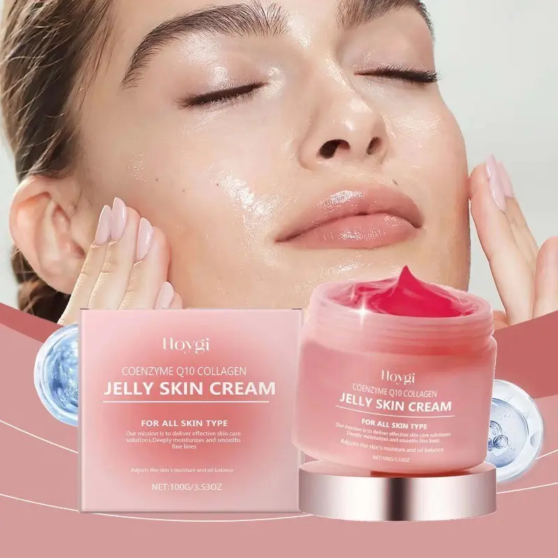Collagen Jelly Cream Lightweight Deeply Moisturizing Smooth Skin Tightening Firming Fade Fine Lines Soothing Brightening Hydrating Facial Gel Cream