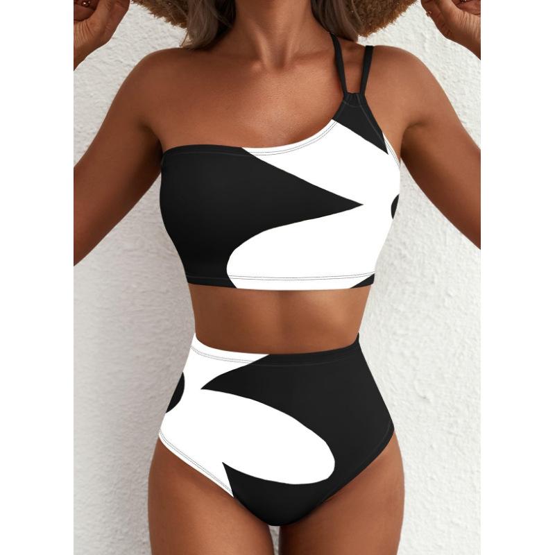 "Floral One-Shoulder Bikini Set - Vibrant High-Waist Swimwear for Summer"