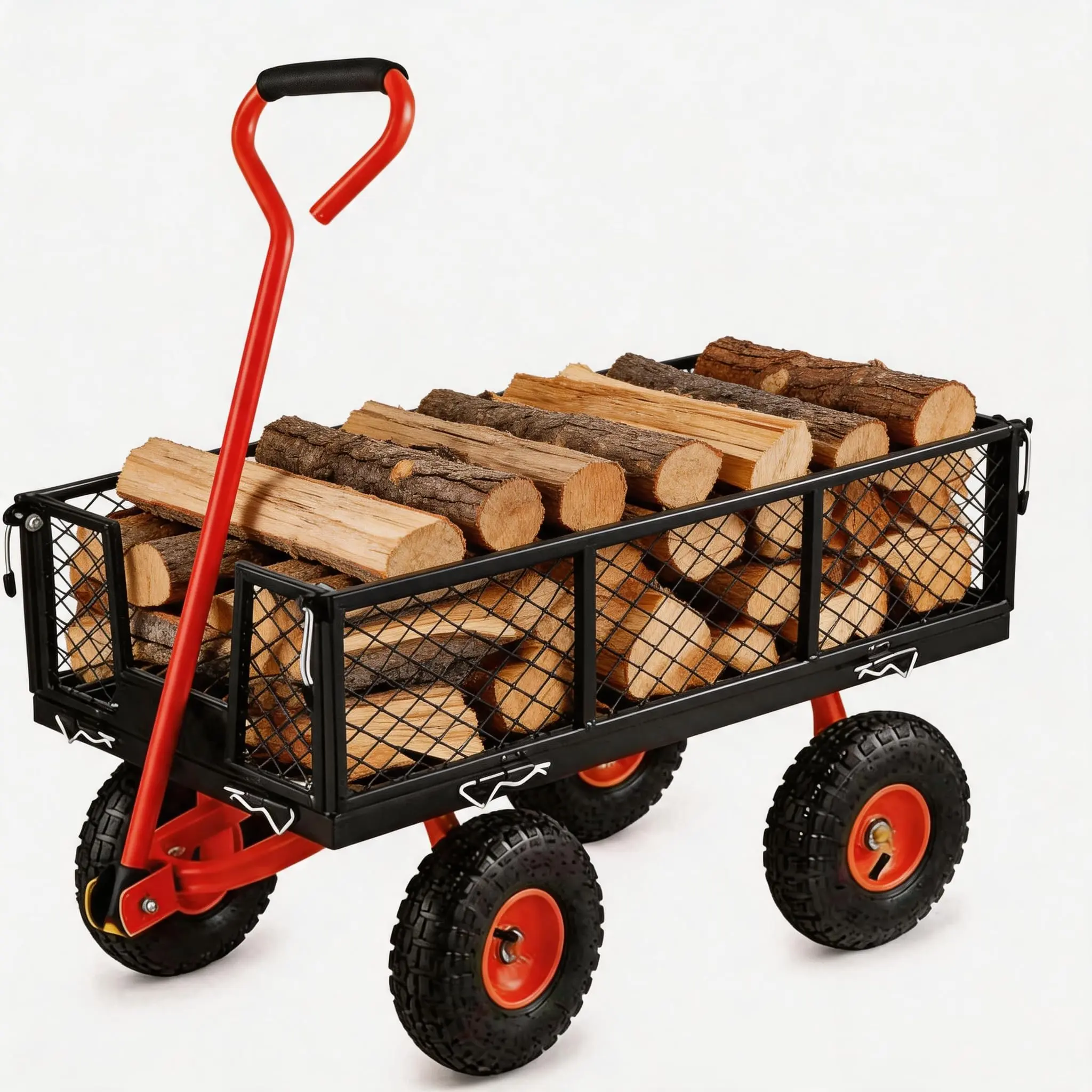 500lb Heavy Duty Garden Cart - 3-in-1 Convertible Yard Wagon with 10" All-Terrain Tires - Rust-Proof Steel Utility Cart for Farm & DIY