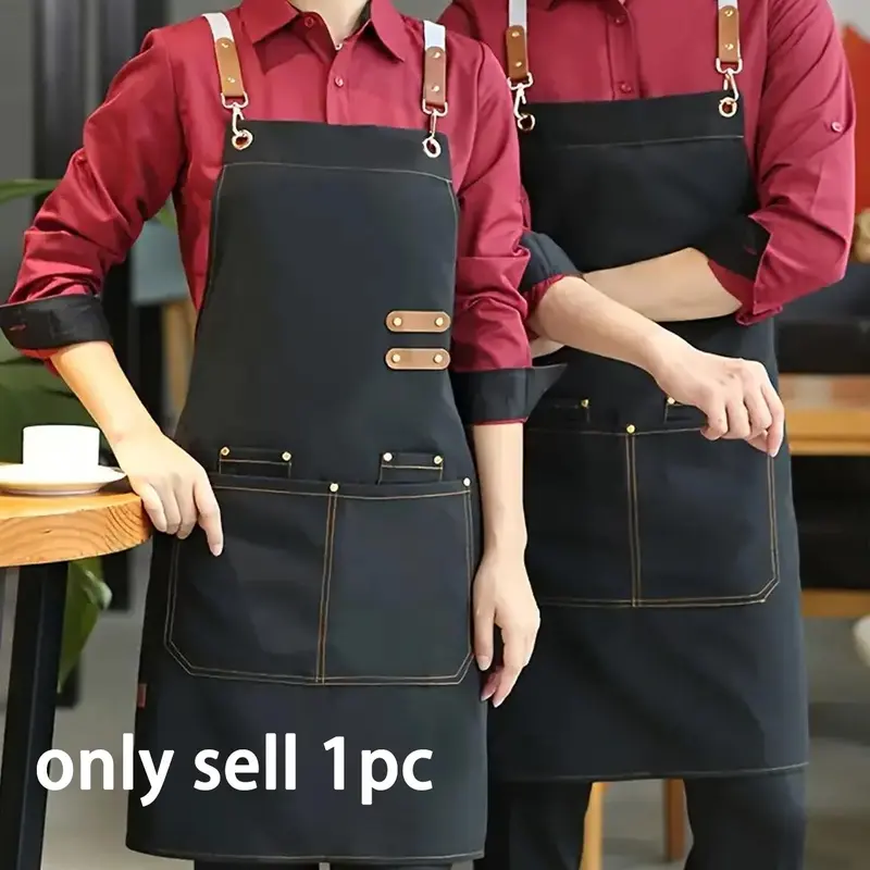 Water & Oil Resistant, Dirt Resistant, Easy Cleaning, Waterproof Apron with Pocket, Apron with Pockets, 1 Count Universal Apron for Women & Men, Perfect for Supermarkets, Restaurants, Fruit Shops, Milk Tea Shop
