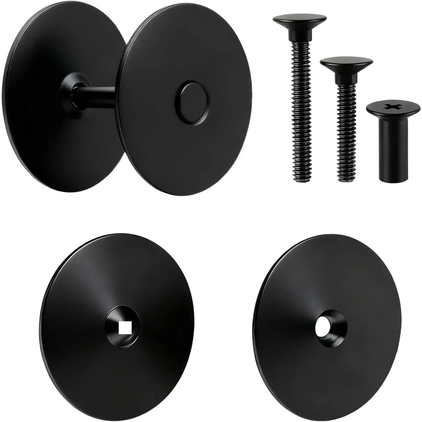 2 Set Door Hole Cover Plate 2-5/8" Deadbolt Cover Plate, Stainless Steel Door Knob Hole Covers Black Deadbolt Lock Covers Holes Filler Plates