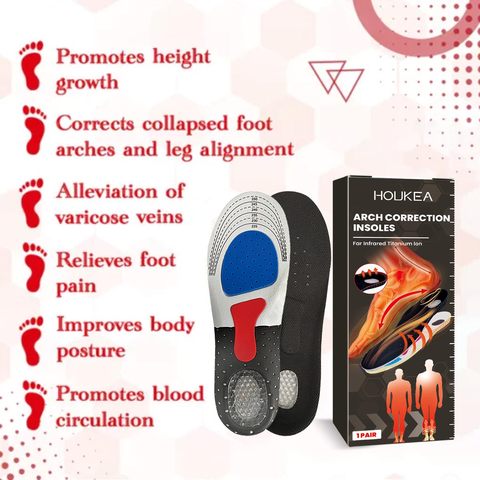 Houkea Foot Correction Insoles Arch Support Insoles Non-slip Wear-resistant Foot Posture Correction Insoles