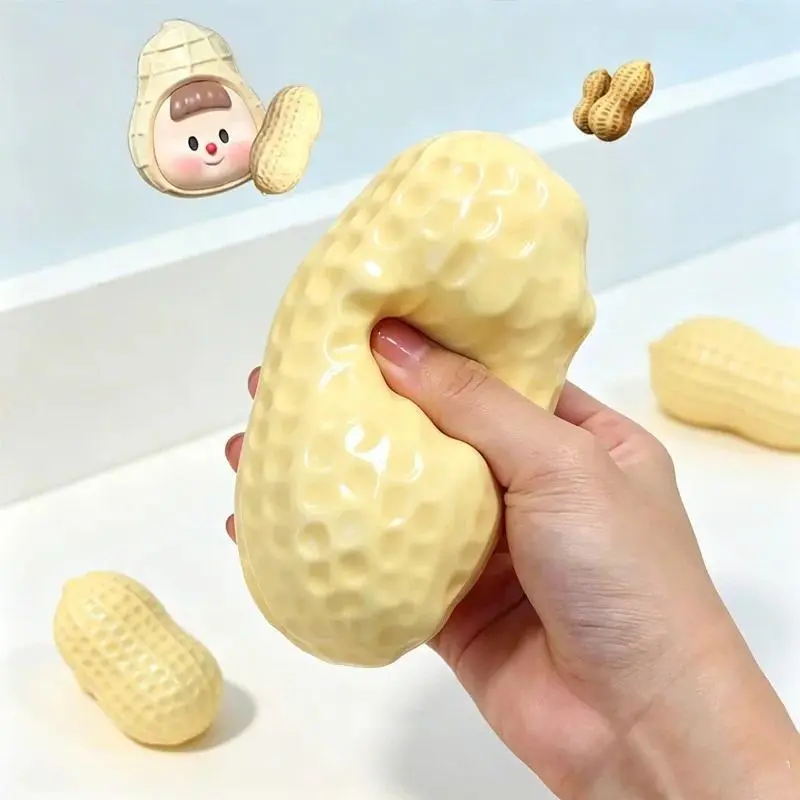 1PCS Asmr Sensory Peanut Squishy Toy Crunchy Buttery-soft Squeeze Stress Ball Simulated Fidget Toy For Adults Relaxation