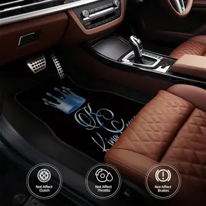 4pcs Non-Slip Car Floor Mats with Crown Pattern - Heavy-Duty All-Weather Fit for & SUVs, Durable Vehicle Floor Liners, Easy Installation (Driver/Passenger/Rear/Trunk)