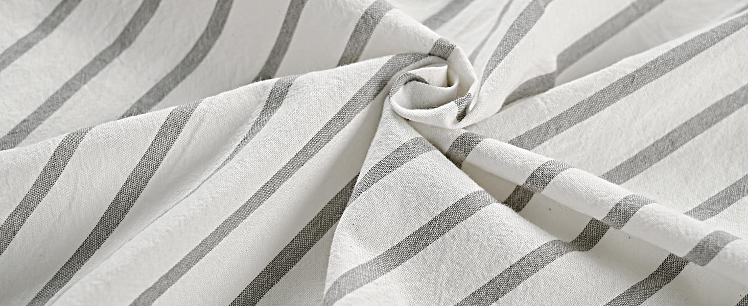 Farmhouse Grey Shower Curtain,Bowknot,Cotton Woven and Cotton Blend Fabric,Pleated Grey Stripe,Country Style,72x78 in