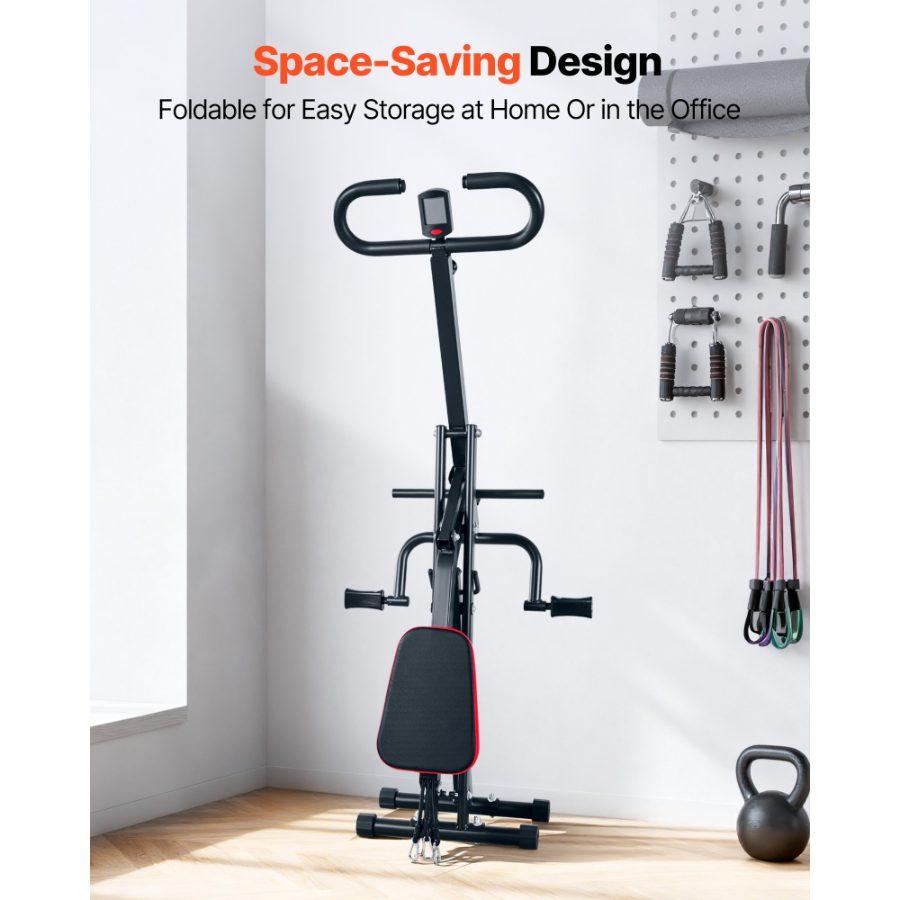 VEVOR Squat Machine, Deep Squat Rowing Machine for Home, Easy Setup Foldable Exercise Equipment, Glute Trainer Machine with 3 High-Strength Resistance Bands, Glutes Leg Home Workout Machine, Black