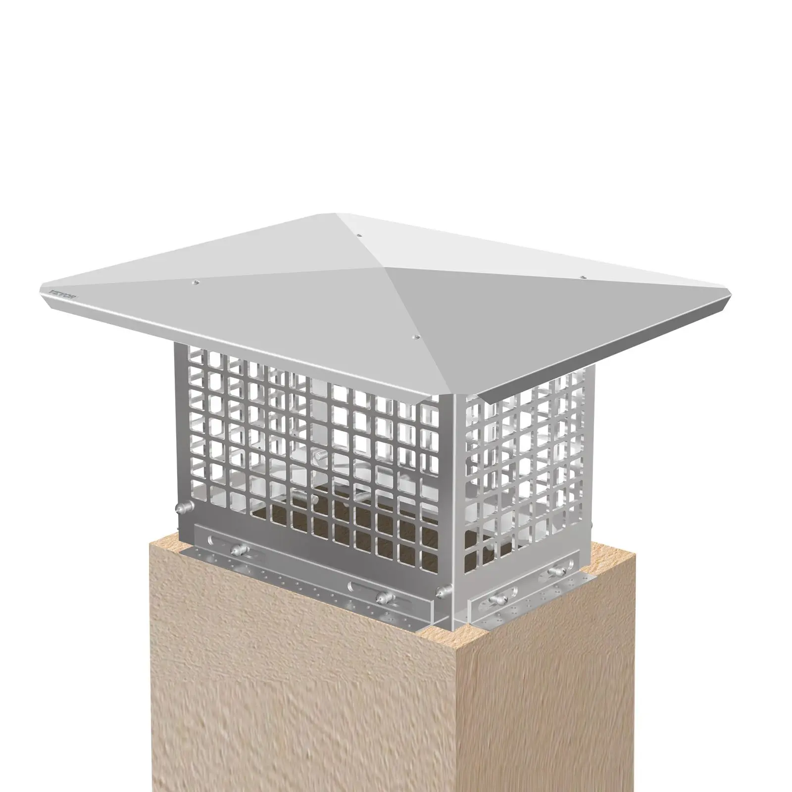 Chimney Cap, 8x 13 Flue Caps, 304 Stainless Steel Fireplace Chimney Cover, Adjustable Metal Spark Arrestor with Bolts Screws, Mesh Chimney Flue Cover for Outside Existing Clay Flue Tile