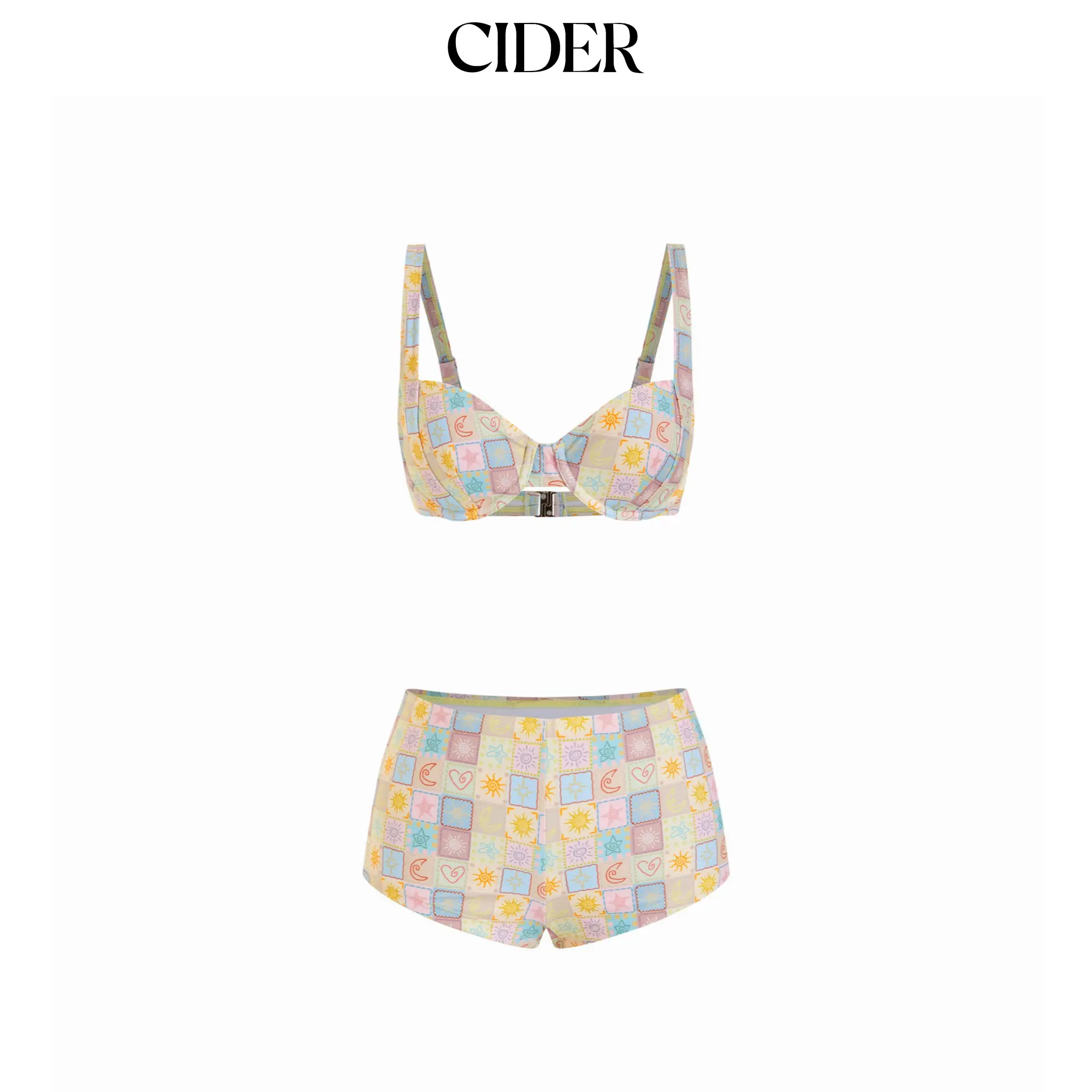 Cider Sweetheart Abstract Underwire Bikini Set