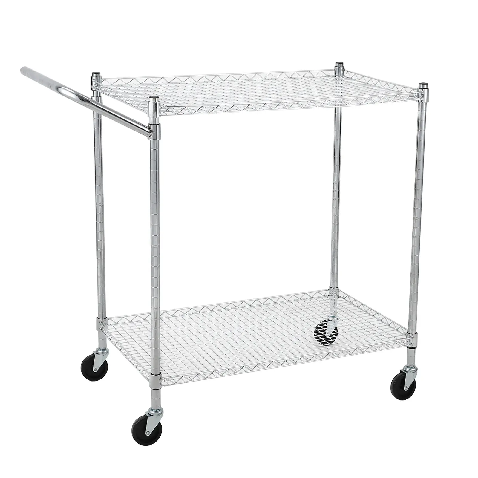 2/3 Tier Heavy Duty Metal Utility Cart, Commercial Grade Steel Rolling Cart with Wheels & Handle for Kitchen, Workshop, Garage