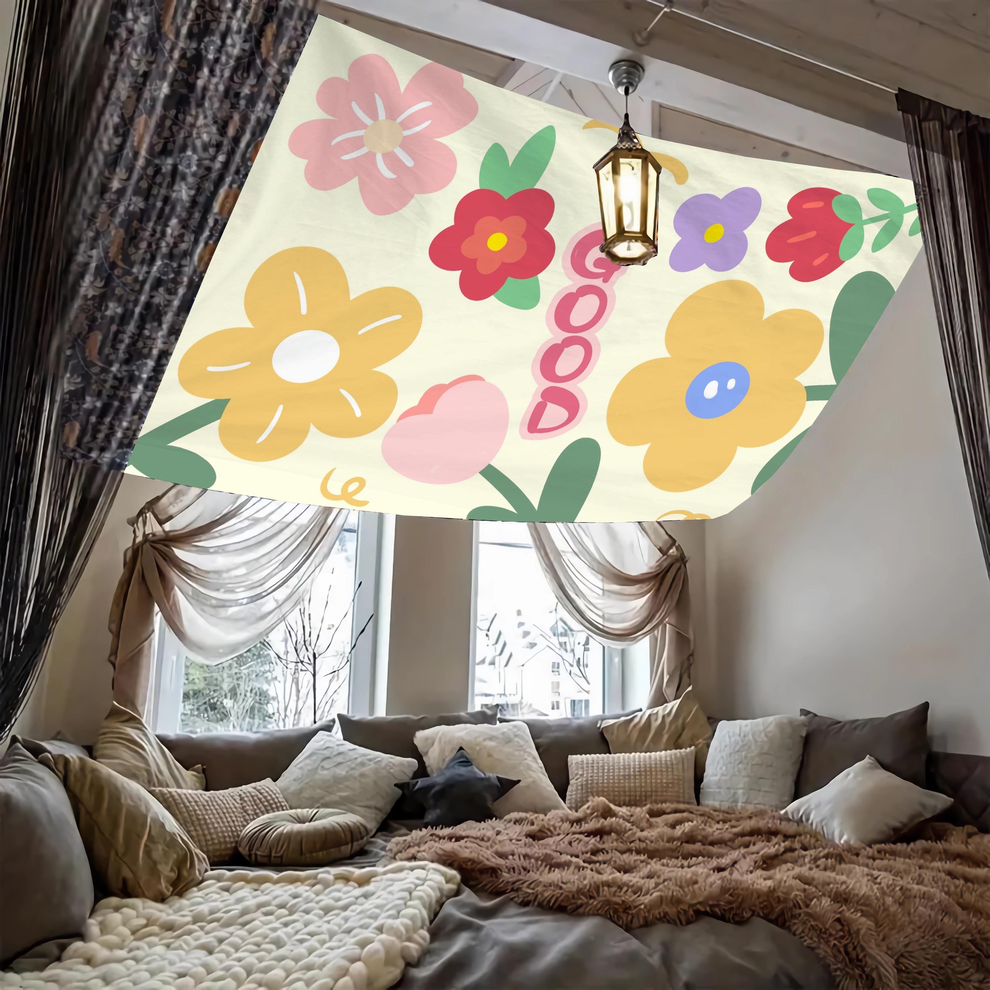 1pc "Light and breathable flower-patterned cotton velvet tapestry, suitable for elegant and simple room decoration with a beautiful and artistic touch. It is a lovely and environmentally friendly fabric background for birthday party decorations." funny
