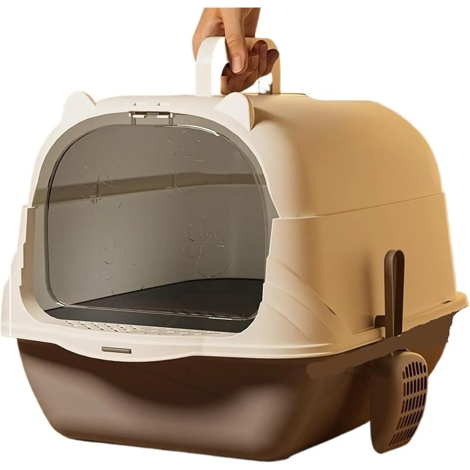Cleaning Cat Litter Large Enclosed Anti Control Pet Toilet Supplies Catcher(Gray)