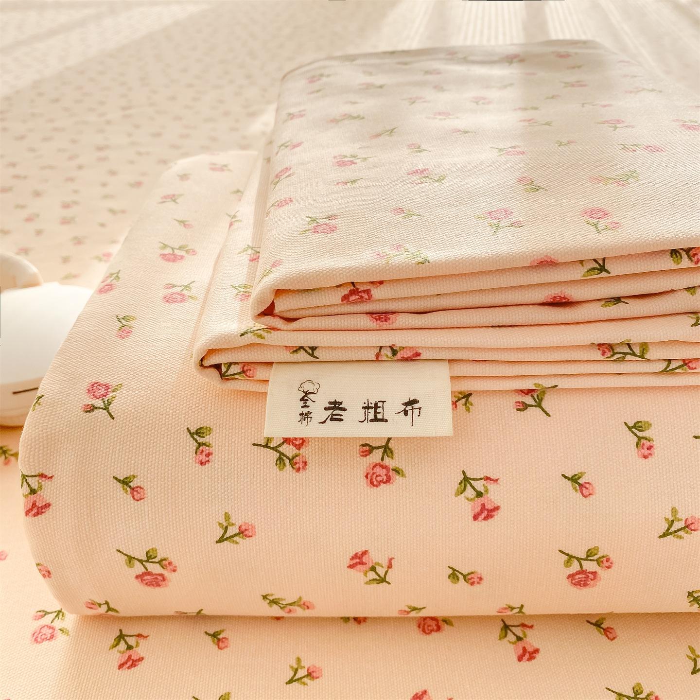 All-Cotton Fine-Weave Rustic Skin-Friendly Bed Sheet Cotton-Linen Cooling Mat Summer Pure Cotton 3-Piece Bedding Set for Dormitory