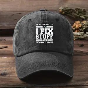 Adjustable baseball cap, printed with the words "I Fix Stuff," sun protection, washable polyester fiber - suitable for outdoor activities and birthdays, casual, duckbill cap