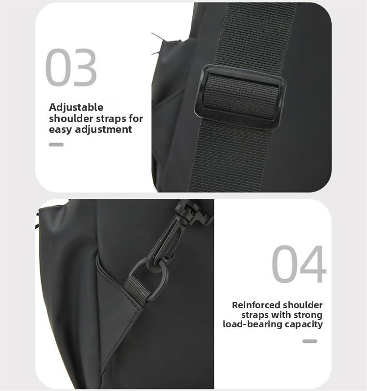 2026 trendy black leather shoulder bag, urban men's bag, suitable for short trips