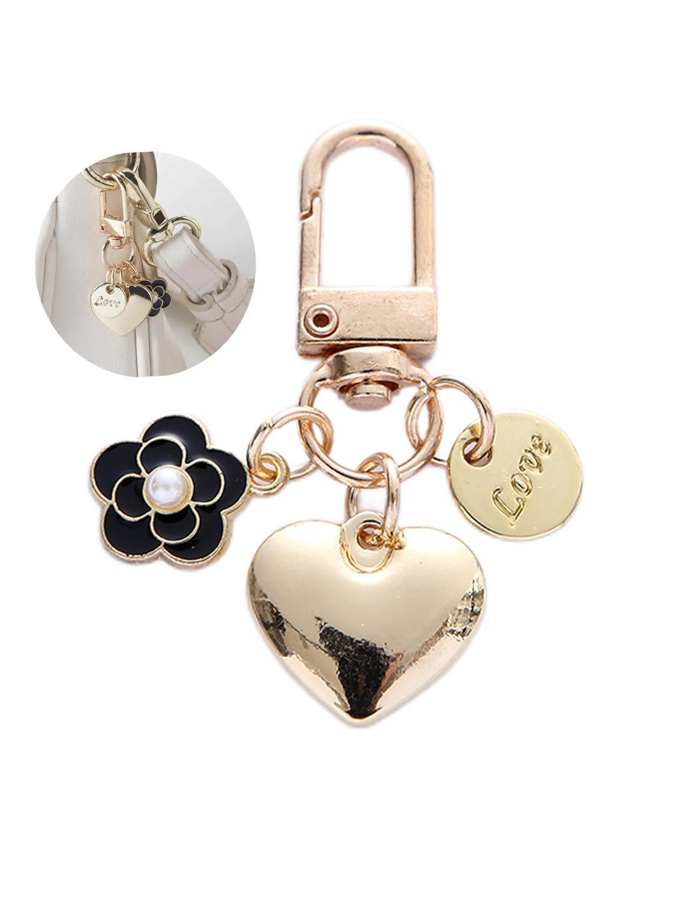 Fashion Small Heart Design Pearl Flower Women's Bag Charm Buckle Decoration Fashionable Alloy Keychain For Bags Elegant Hanging Ornament Gift Keychain For Purse