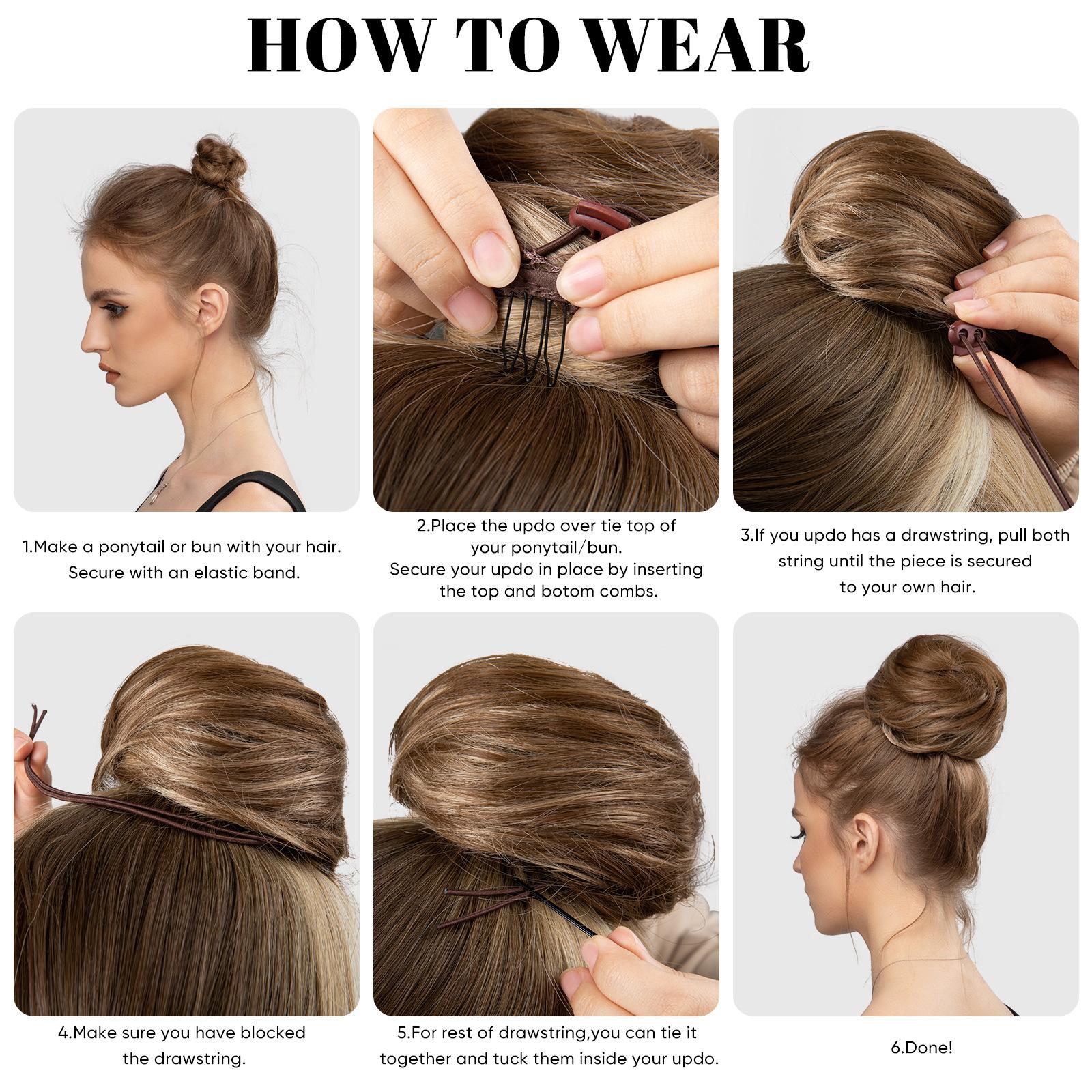 DB-Fluffy Hair Bun with Drawstring Design Synthetic Hair Extension for Daily Wear-DB