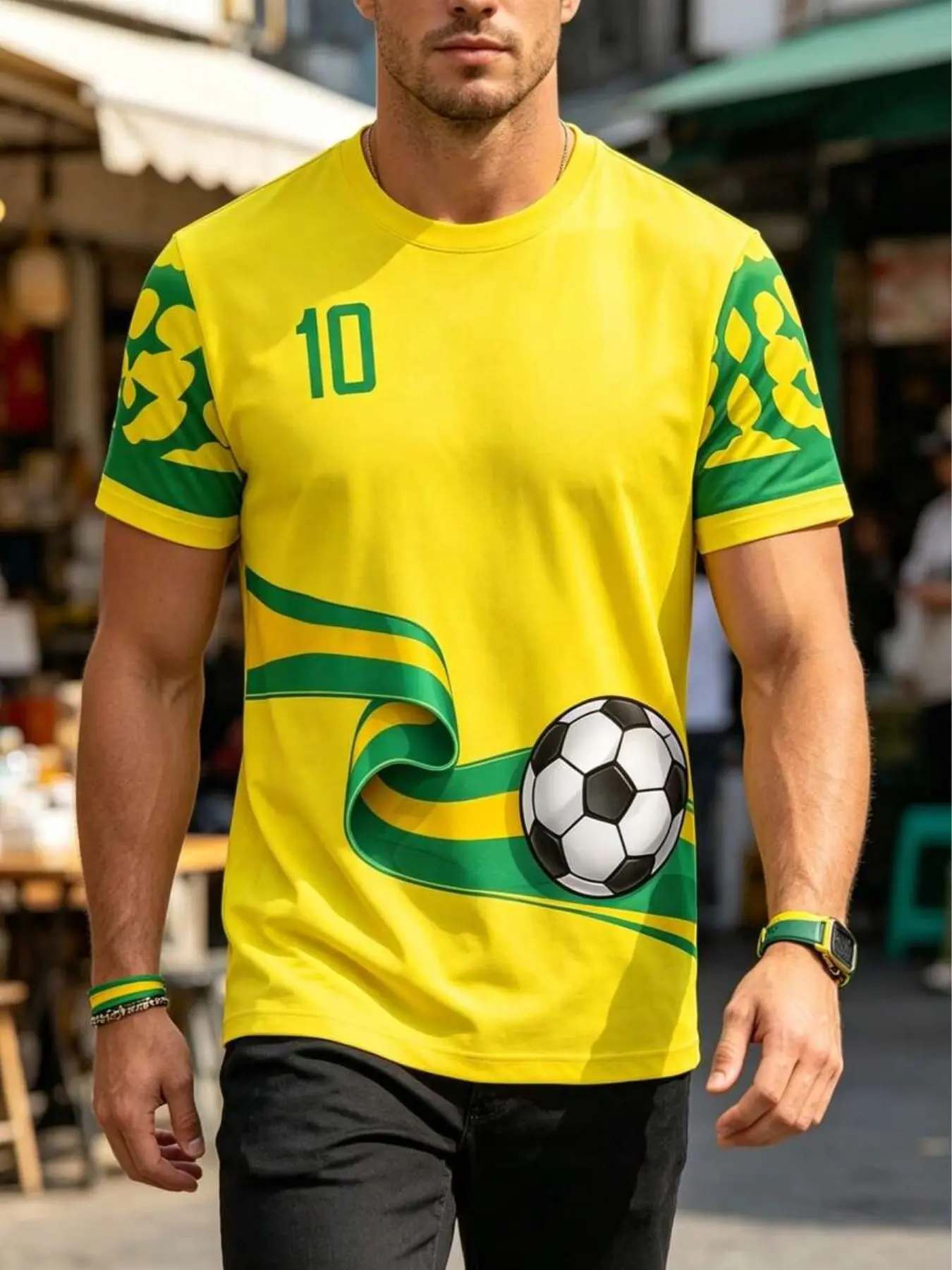 Men's Brazil 10 Soccer Jersey T-Shirt, Football Tee, Summer Casual Short Sleeve, 3D Full Print, Breathable Fabric, Ideal for Daily Wear, Travel, Parties, Sportswear For Summer