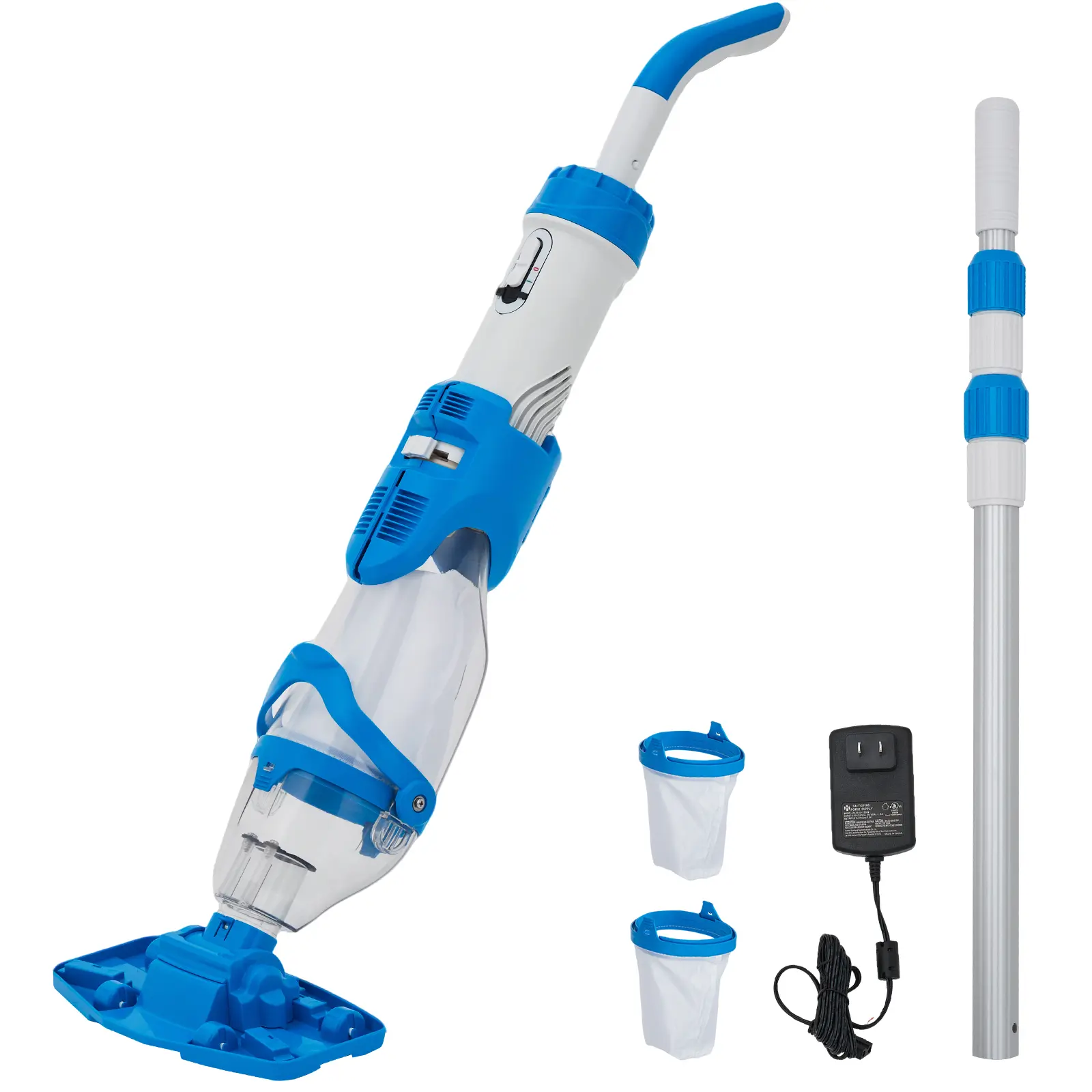 Garvee Cordless Pool Vacuum with 1110GPH Suction - Handheld Rechargeable Pool & Sewage Cleaner with Telescopic Pole, LED Light & Dual Filter Bags for Inground Pools, Spas & Ponds