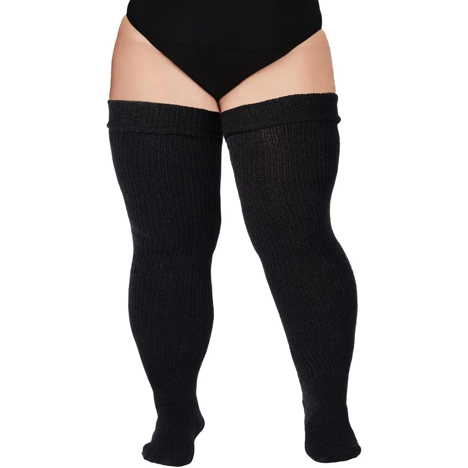 Plus Size Womens Thigh High Socks for Thick Thighs- Extra Long Thick Over the Knee Stockings- Leg Warmers Socks
