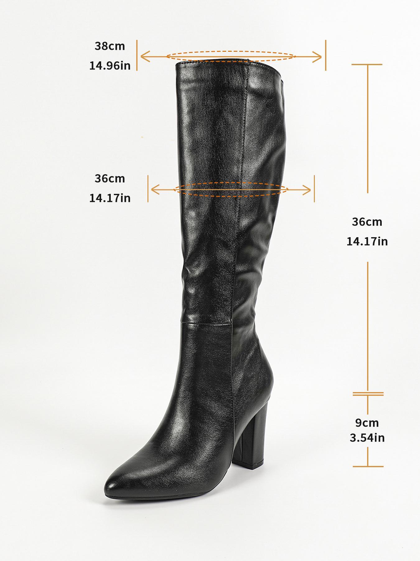 Women's Fashionable Solid Color Pointed Toe Boots, Elegant Zipper Design Knee Boots for Daily Wear, Female All-match Trendy Shoes for Fall & Winter, Pointed Toes Boots