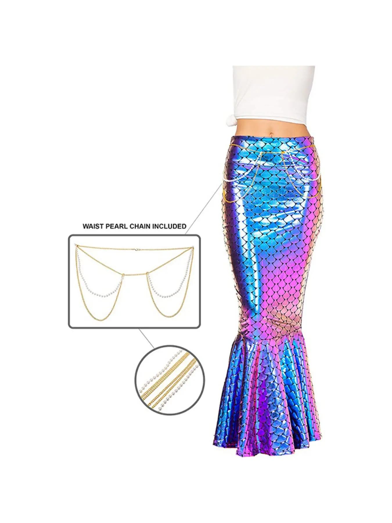 Women  Mermaid Tail Skirt Outfit Set Halloween Mermaid Princess Cosplay Stage Performance Party Costume
