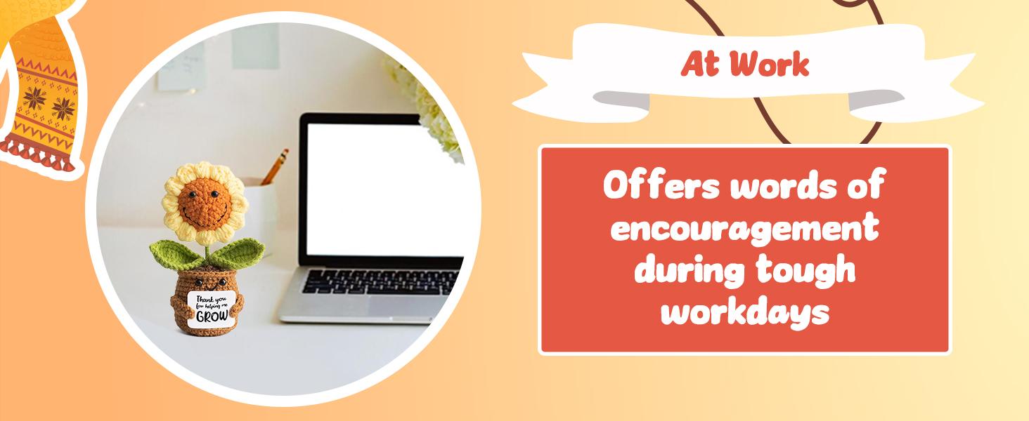 Teacher Appreciation Gifts for Women - Thank You Sunflower Crochet Flower Teacher’s Day Retirement Graduation Gift for Teacher Boss Coworker Lady Supervisor Emotional Inspirational Support