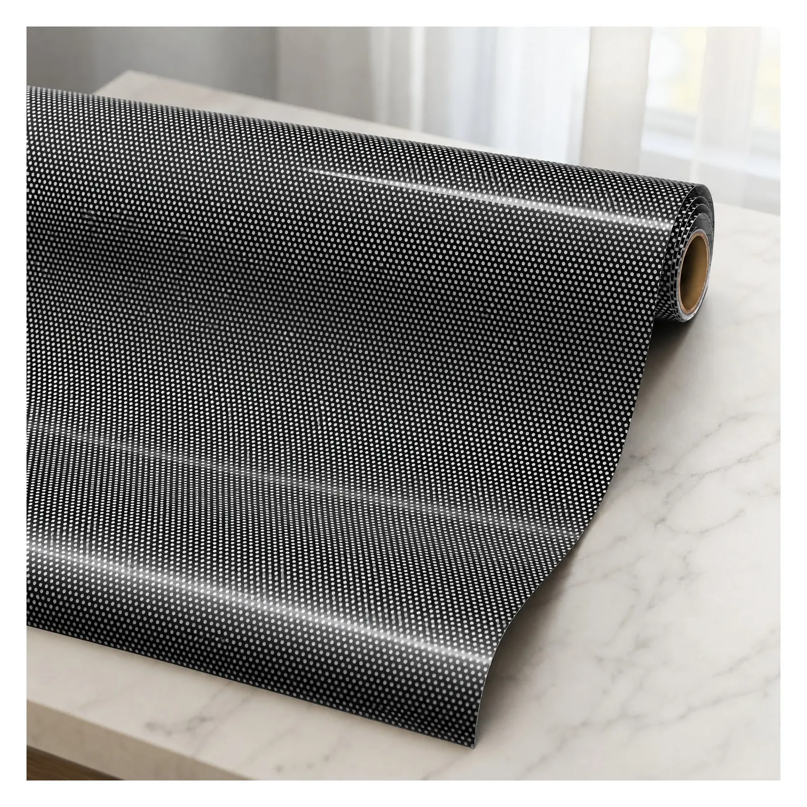 One-Way Perforated Black Vinyl Privacy Window Film - Adhesive Glass Wrap Roll, 1ft x 54 InchesGift