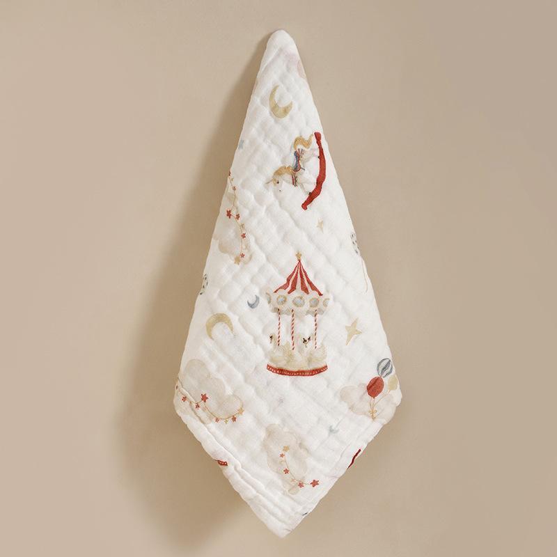 5Pcs Soft Absorbent Baby Towels 9.84x9.84 Inch, Cute Cartoon Multi-Purpose Newborn Washcloths Bibs Bath Towels, Lightweight Quick-Drying Portable, Ideal Halloween Gift