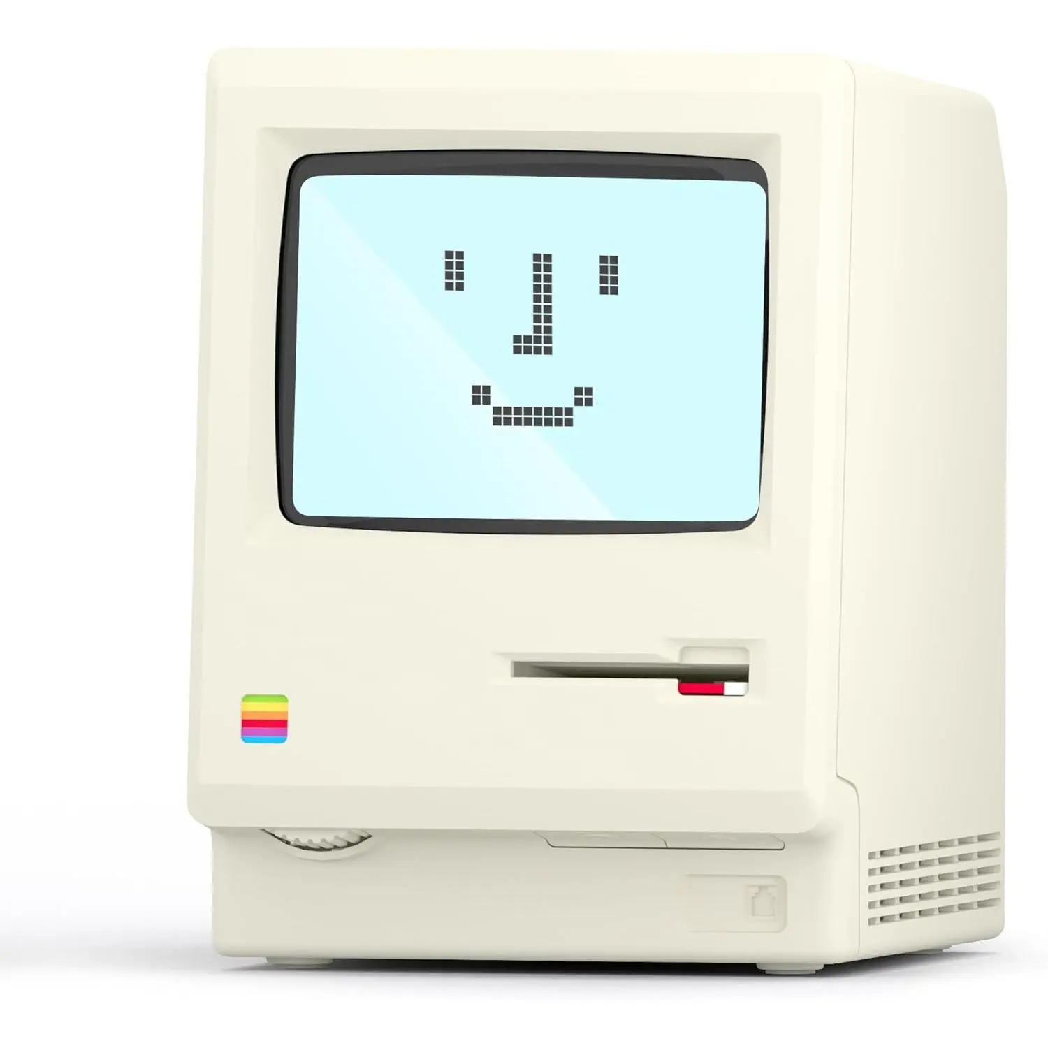 Maclock WB-8 Retro Pixel Alarm Clock - 1984 Vintage Computer Decor with Pixel LCD Display, 5 Alarm Modes, Warm Dimmer, Floppy Disk Prop, Light, Switch, Wheel, Stickers - Nostalgic Gift for Bedroom, Home Office, Alarm Clocks