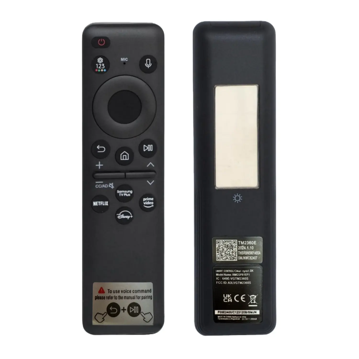 Solar Charging Smart TV Remote Control BN59-01432A Voice Remote Control, Compatible with Samsung Tvs, Easy Installation