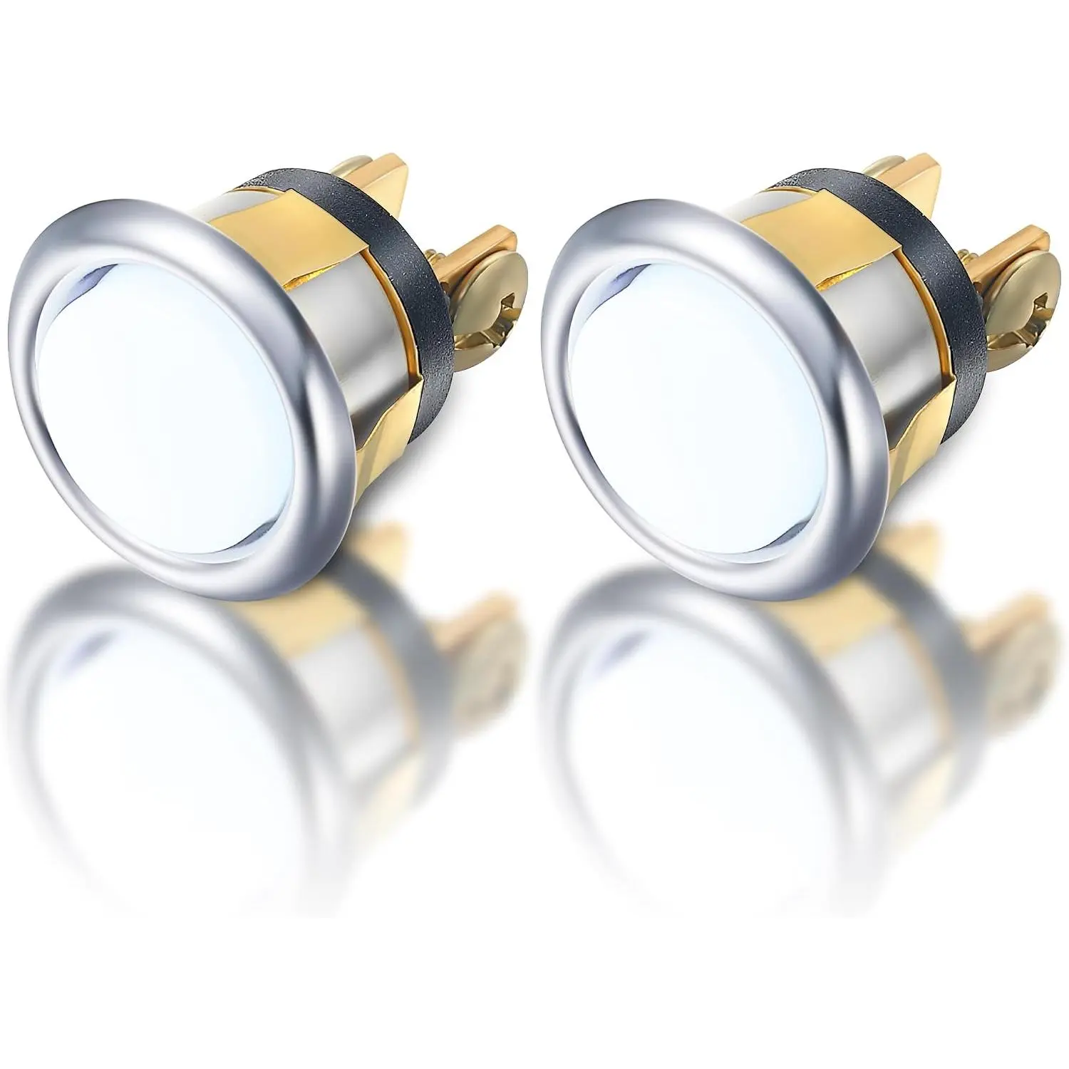 2 Pack Lighted Doorbell Button , Easy to Install Wired Doorbell Button Push Door  Ringer Kit Round Rim with Lighted Center, White Light()