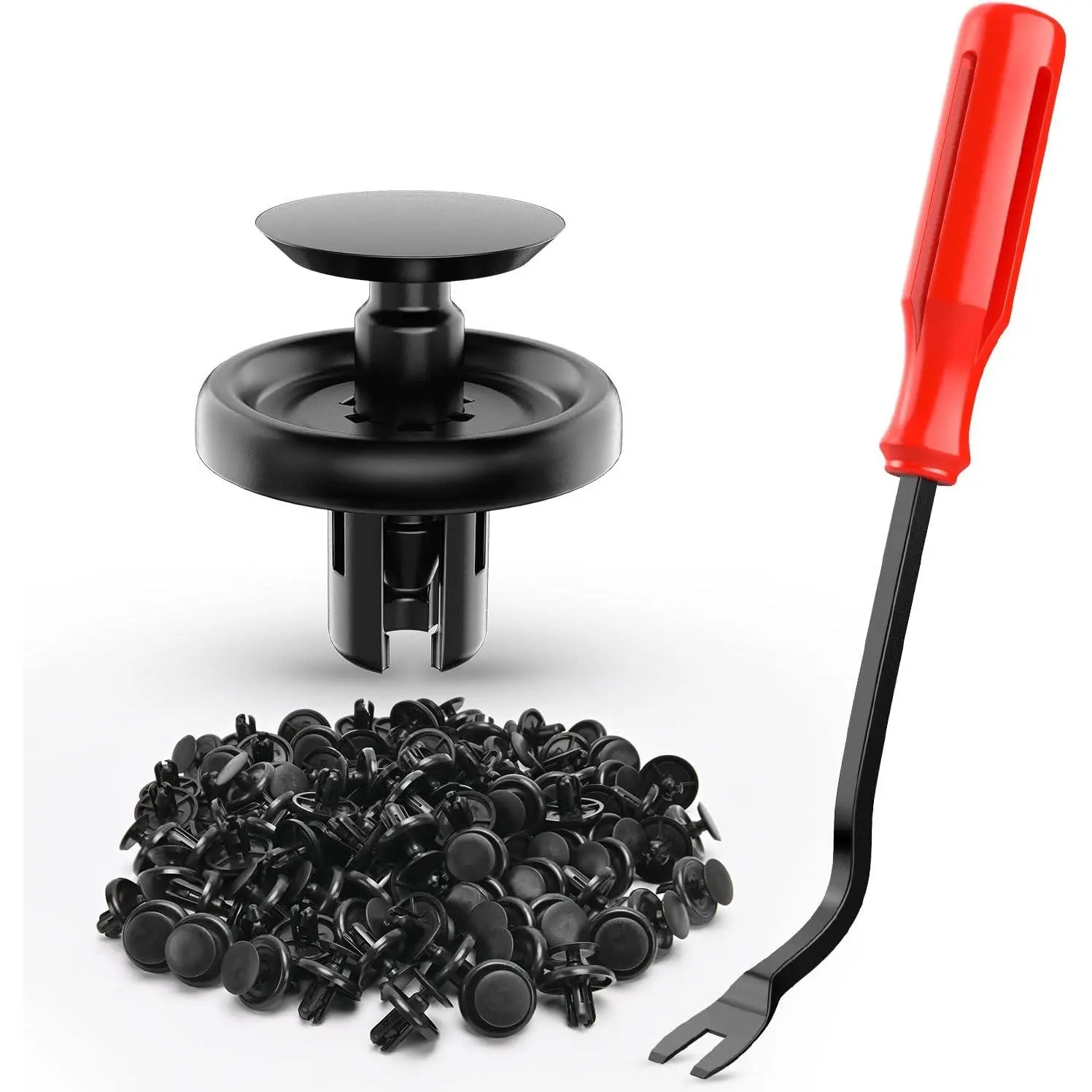 Nilight 100pcs Black Nylon Push Rivets Automotive Accessories for Lexus & Toyota 90467-07201 Engine Under Cover Retainers, with Bonus Fastener Remover Tool, Father's Day Gift, Fits Into 7Mm Hole