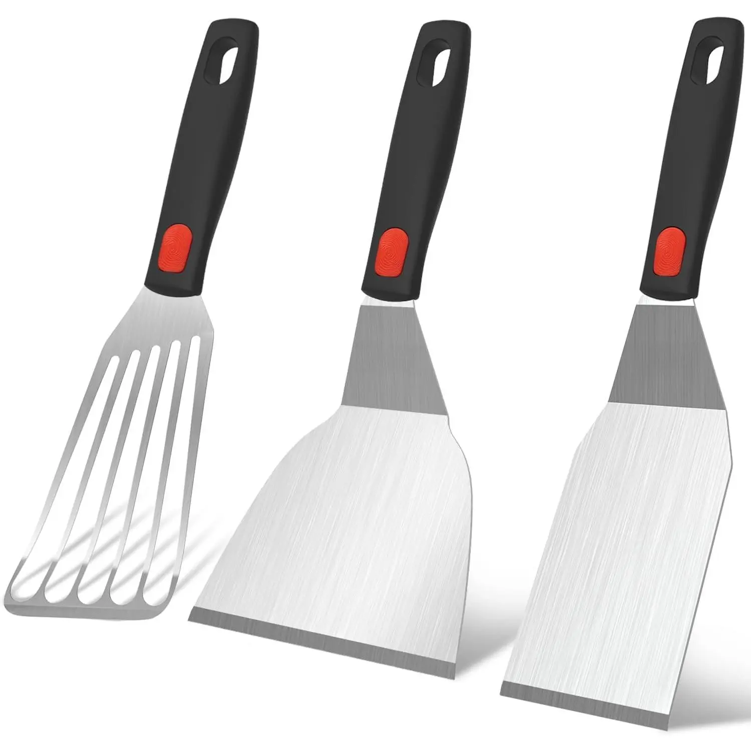 3- Metal Spatula for Cast Iron Skillet, Sturdy Stainless Steel | Heavy Duty, Heat Resistant  Handle, Beveled Edges, Turner Flipper for Kitchen Use, Flipping, Cooking, Dishwasher Safe