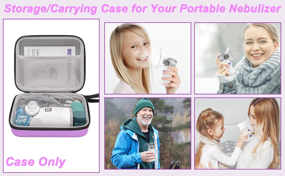 Carrying Case for Portable Nebulizer, Travel Medical Bag, Hard Emergency Medical Bag for Inhaler Spacer Case for Adults(Bag Only) (Purple)
