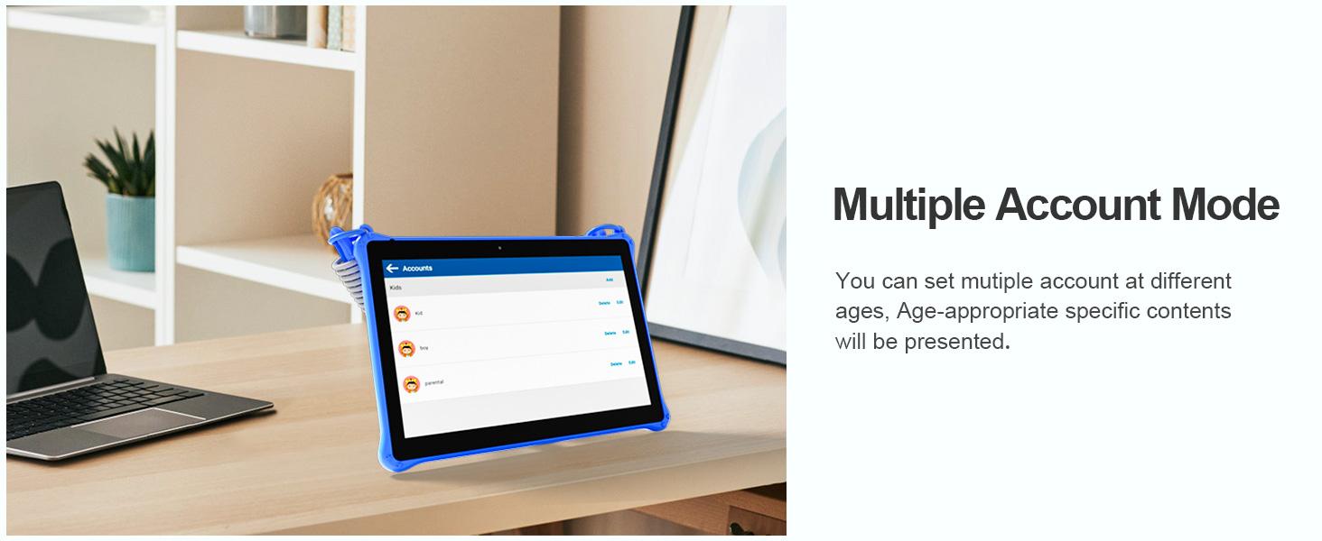 10 inch Tablets Android 13, Tablet with Lanyard 64GB, Quad-Core, HD IPS Display, WiFi, Dual Camera, Tablet for 3+ (Blue)