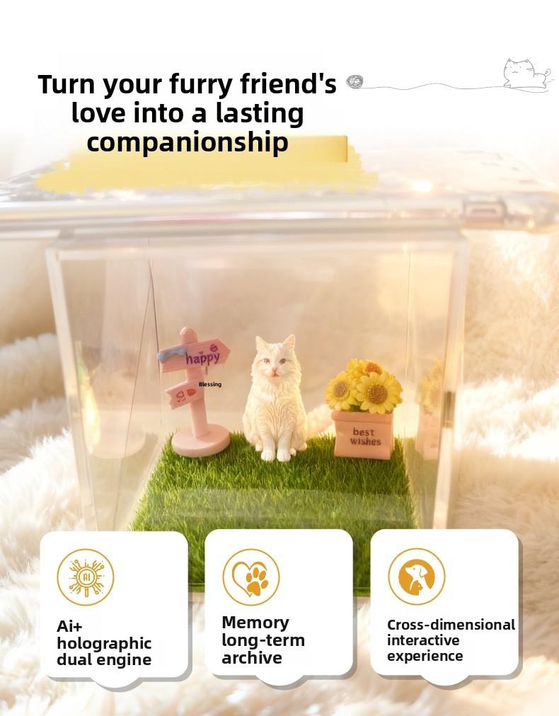 Pet 3D Hologram Projection Box AI Companion Memorial Keepsake For Dogs Cats Heated Outdoor Dog House with Heating Pad human sized bed cat tree Breathable Elevated Cooling Curved Foam Stairs Ramp Gothic Coffin Wheeled Wooden Crate Soft Foldable Cushion