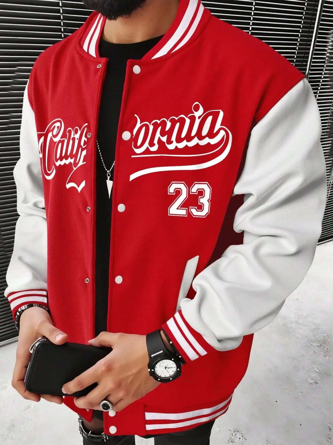 Men's School Uniform Jacket, Colorblock Letter Pattern Long Sleeve Baseball Jacket, Casual Pilot Coat, Fashion College Style, Daily Wear, Outdoor Activities