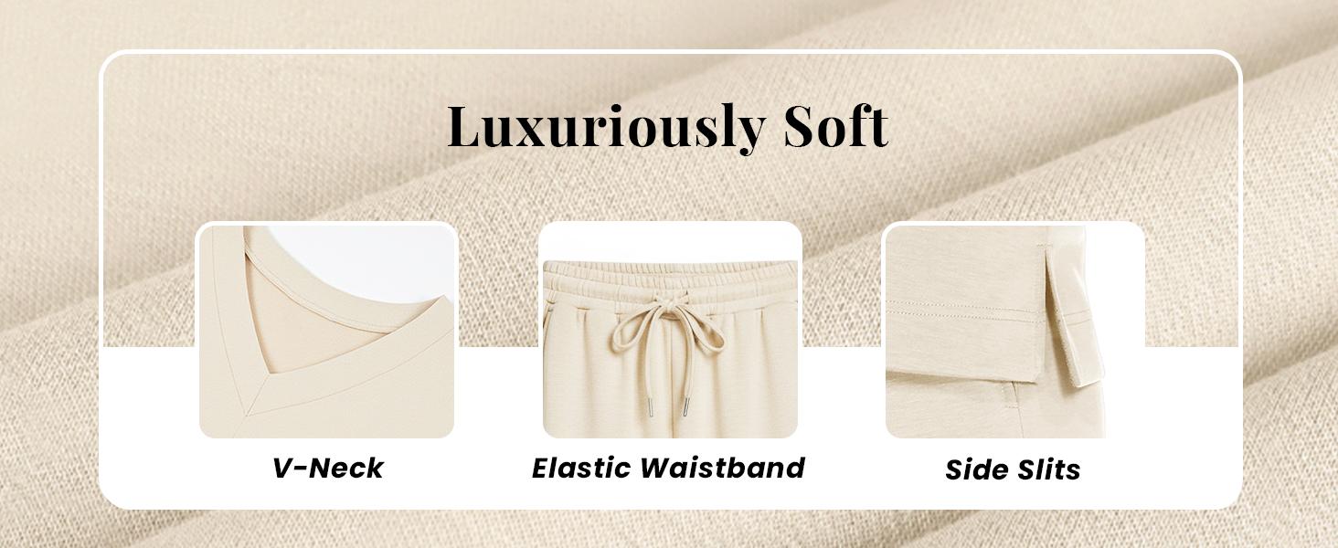 Casly Lamiit 2 Piece Outfits for Women Summer Casual V Neck Cap Sleeve Top & Wide Leg Pant Set Travel Lounge Clothes Soft Fabric Multiple Colors Casly Lamiit 2 Piece Outfits for Women Summer Casual V Neck Cap Sleeve Top & Wide Leg Pant Set Travel Lounge Clothes Soft Fabric Multiple Colors