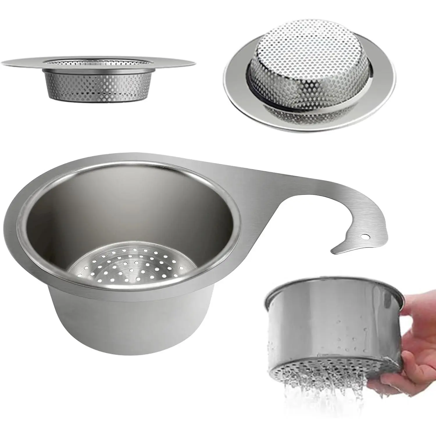 Stainless Steel Drainage Basket, Corner Sink Filter Basket,4.5-inch Sink Drainage Filter and Faucet Hanging Stainless Steel Drainage Basket, Kitchen Sink Drainage Filter, Sink Drainage Filter(2Pcs) New model