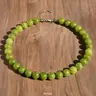 12mm Natural Stone Handmade Beaded Choker Necklace, Iron Chain, Trendy Beach Vacation Jewelry for Daily Wear, Assorted Colors, All Seasons, Decorative Accessory Necklace