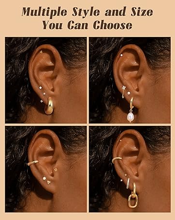 LOLIAS Flat Back Earrings for Women Hypoallergenic Surgical Steel Earrings for Sensitive Ears-20G Cartilage Earring Stacks Gold Hoops Flatback Stud Earring Sets for Multiple Piercing LOLIAS Flat Back Earrings for Women Hypoallergenic Surgical Steel Earrings for Sensitive Ears-20G Cartilage Earring Stacks Gold Hoops Flatback Stud Earring Sets for Multiple Piercing