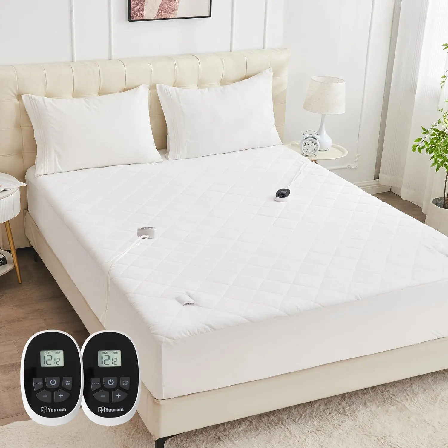 Heated Mattress Pad King 78"×80" Bed Warmer with Memory&Preheat Functions Electric Mattress Pad Dual Control 12 Heat Settings 12-Hour Auto Off 13ft Extra Long Cord Fits 18-24" Deep Pocket