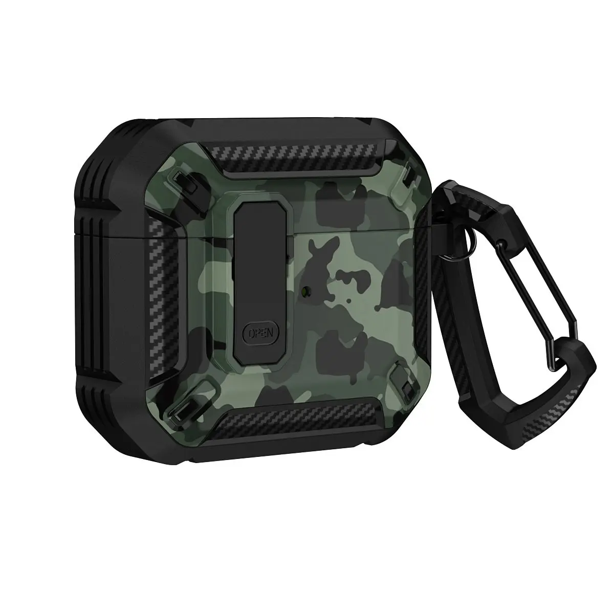 Rugged Armor Shockproof Bluetooth Earbuds Case, Tactical Heavy Duty Protective Cover with Carabiner, Outdoor Men Sport Earbud Accessory Multi Patterns