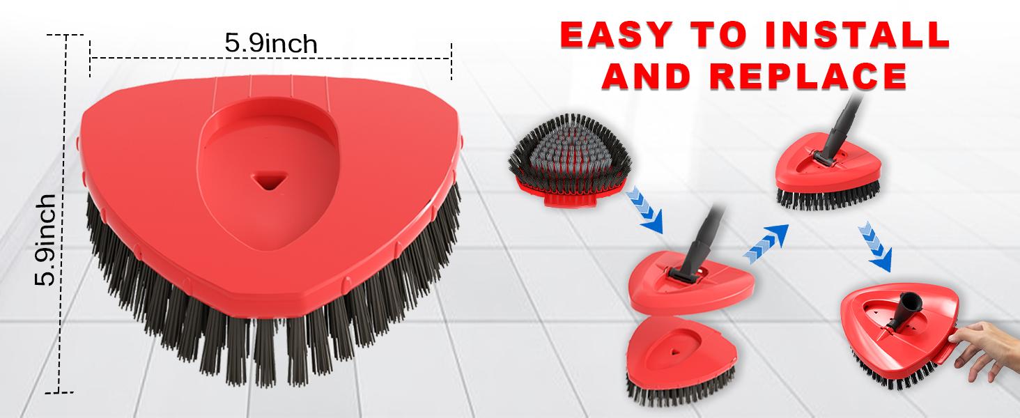 2 Pack Upgrade Scrub Brush Replace Heads Compatible with O Cedar EasyWring 1 Tank Spin Mop,Mop Replacement Scrubber Head Brush,Floor Cleaning Brush,More Layers of Bristles for Bathroom, Deck, Kitchen