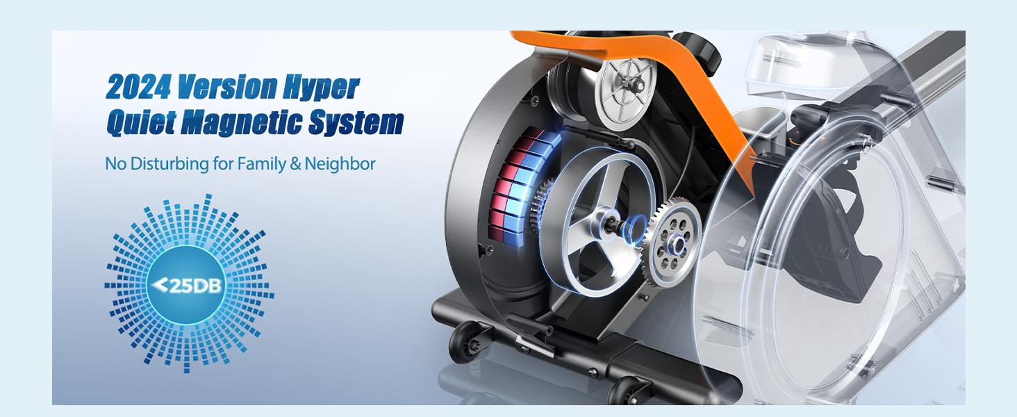 Magnetic/Water Rowing Machine 350 LB Weight Capacity - Foldable Rower for Home Use with Bluetooth, App Supported, Tablet Holder and Comfortable Seat Cushion