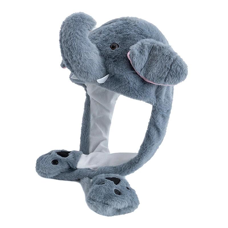 New Style Unisex Funny Ear Hat Animal Elephant Couple Cute Ear Moving Up Cap Men Women Rabbits Ears Plush Winter Lovely Hat ﻿