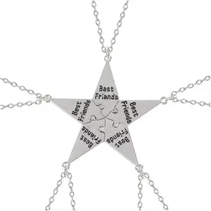 Yocoyee Multi Puzzles Best Friends Forever Necklaces Stainless Steel Engraved Heart Pendant Set Friendship Necklaces Gifts