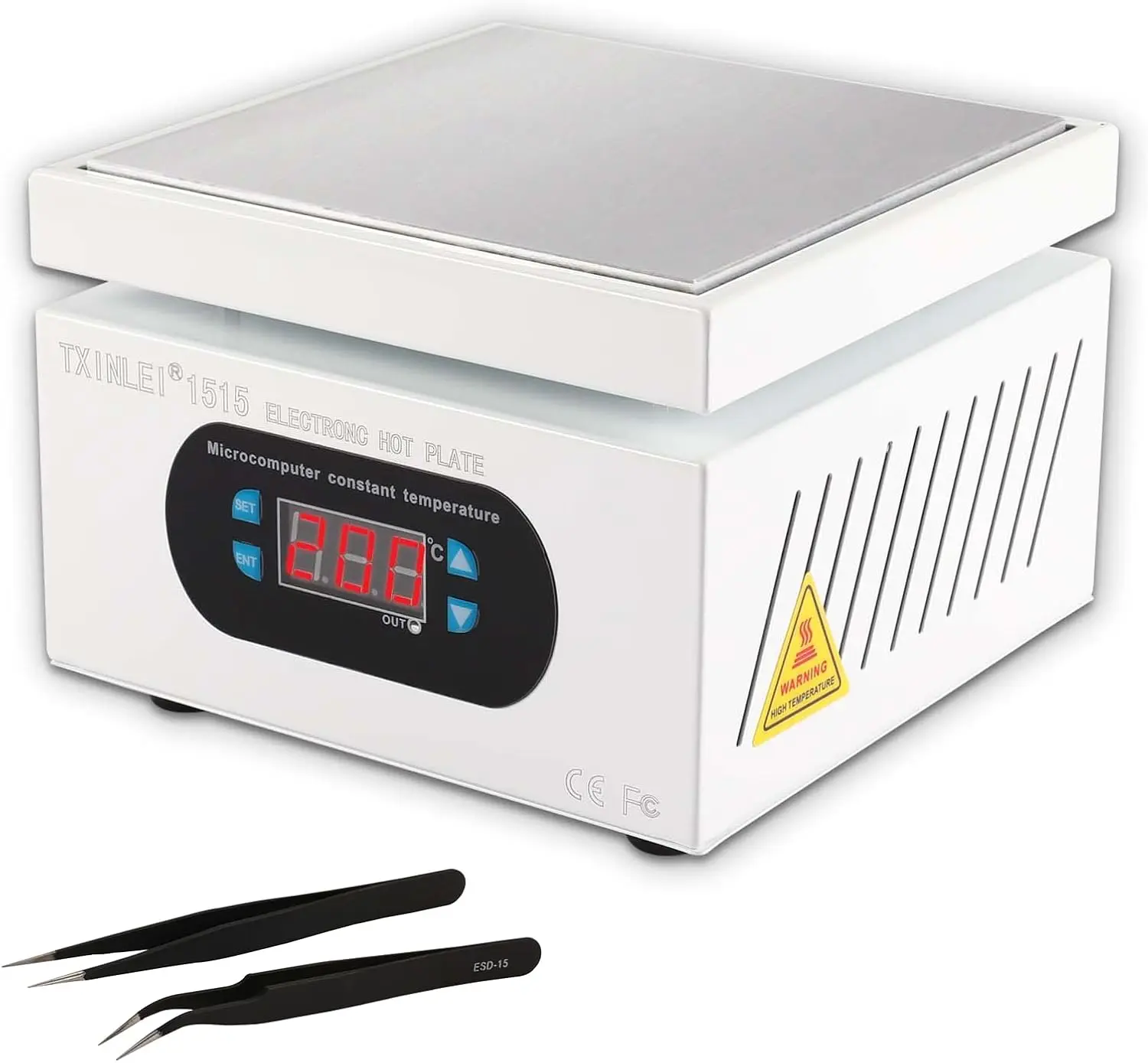 500W 110V Soldering Hot, LED Microcomputer Electric Preheat Soldering Station, Welder Hot Rework Heater Lab 150X150mm with Tweezers
